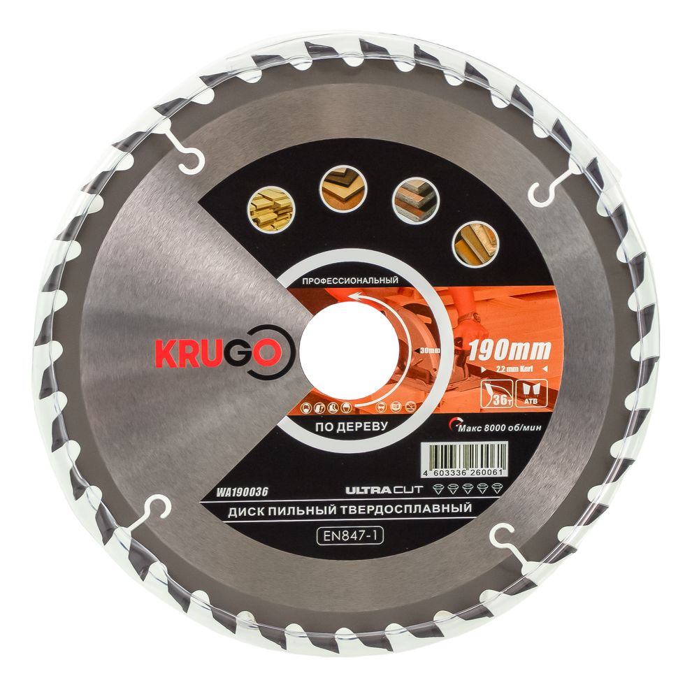 Диск пильный KRUGO ф190х30 z36 дерево WA190036