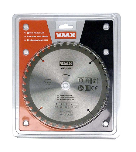 Диск пильный ф180х20 z40 дерево VMX VM512413 Диск пильный ф180х20 z40 дерево VMX VM512413