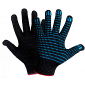 Перчатки черные х/б с ПВХ СУПЕР ЛЮКС 77 ТЧ