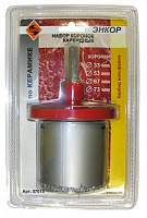 Набор коронок карбидных по керамике 6 предметов Энкор 57015 Набор коронок карбидных по керамике 6 предметов Энкор 57015